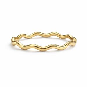S925 Gold Wavy Band Ring